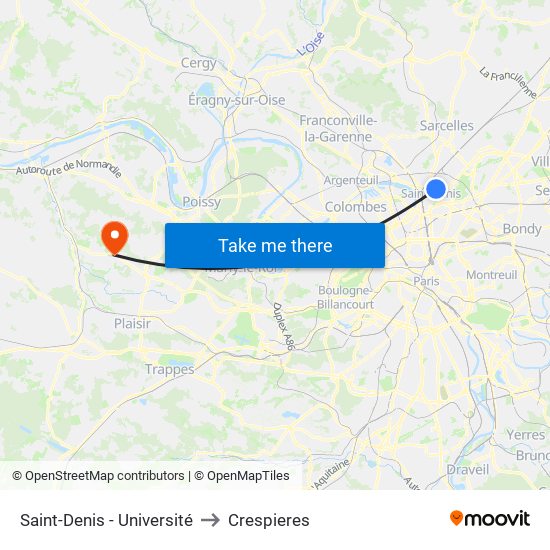 Saint-Denis - Université to Crespieres map