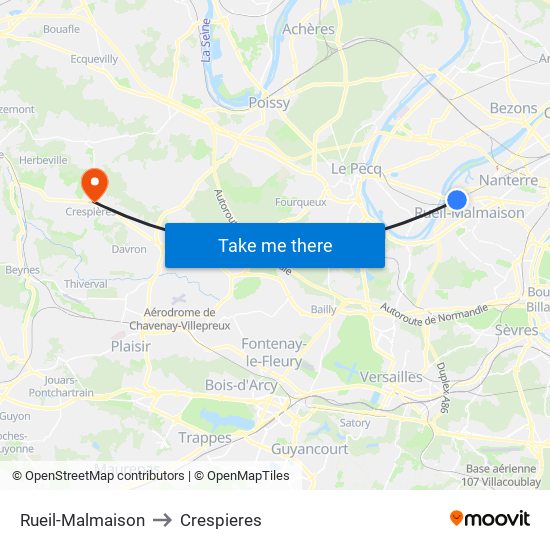 Rueil-Malmaison to Crespieres map