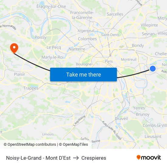 Noisy-Le-Grand - Mont D'Est to Crespieres map