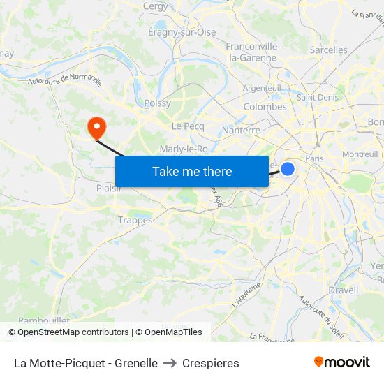 La Motte-Picquet - Grenelle to Crespieres map