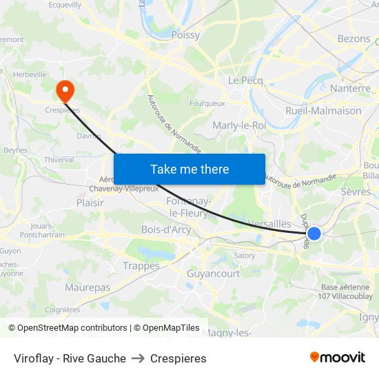 Viroflay - Rive Gauche to Crespieres map