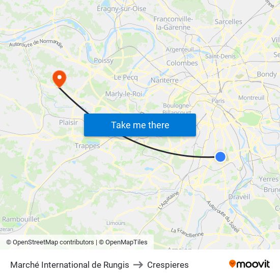 Marché International de Rungis to Crespieres map