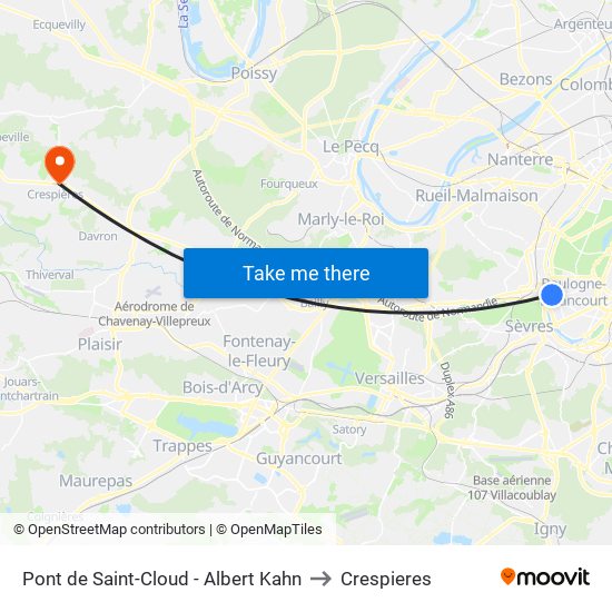 Pont de Saint-Cloud - Albert Kahn to Crespieres map