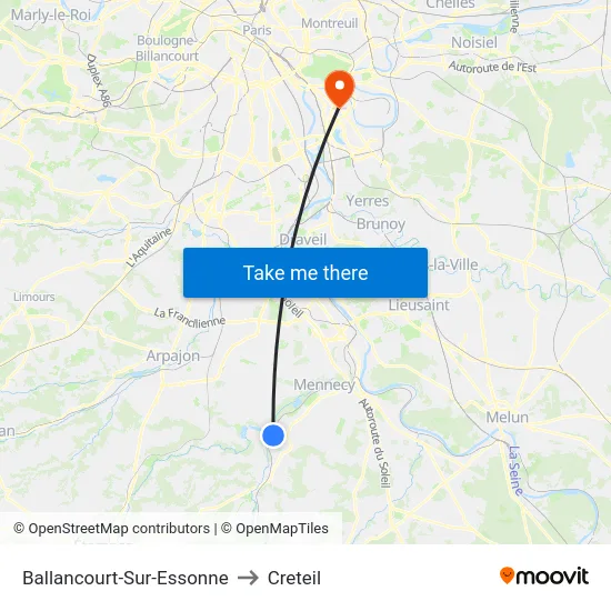 Ballancourt-Sur-Essonne to Creteil map
