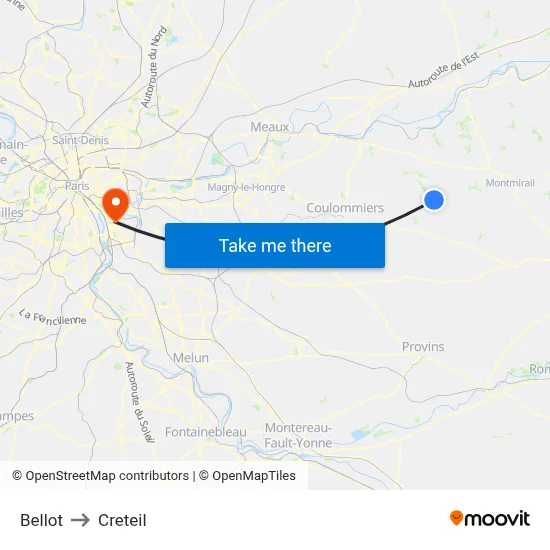 Bellot to Creteil map