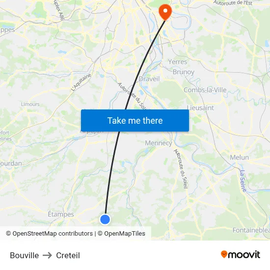 Bouville to Creteil map