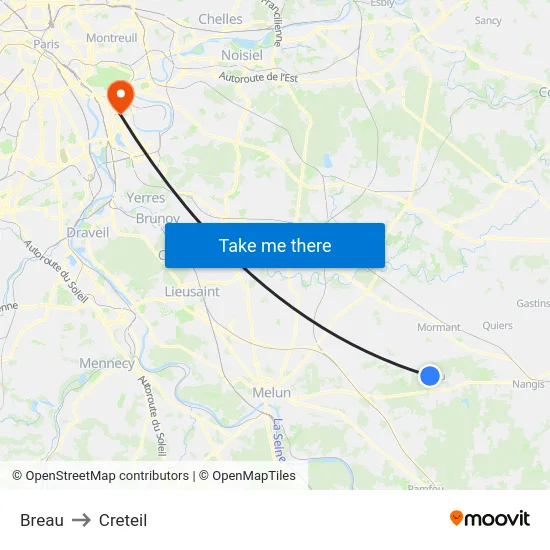 Breau to Creteil map