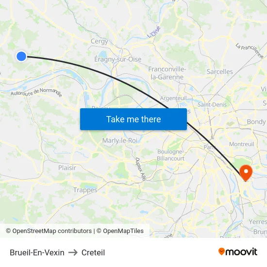 Brueil-En-Vexin to Creteil map