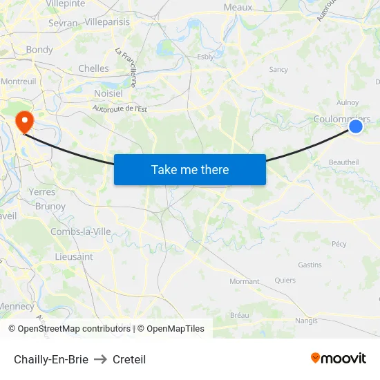 Chailly-En-Brie to Creteil map