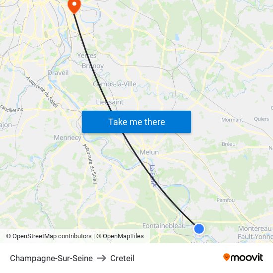 Champagne-Sur-Seine to Creteil map