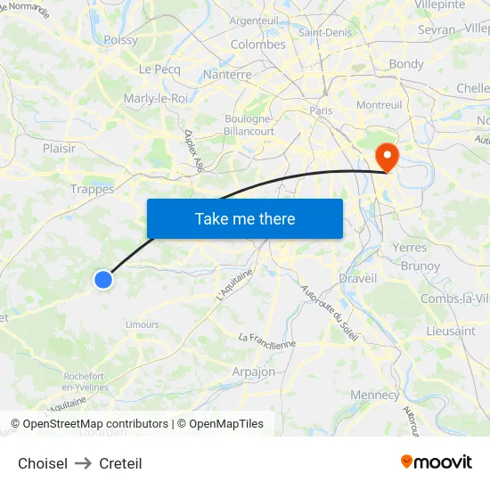 Choisel to Creteil map