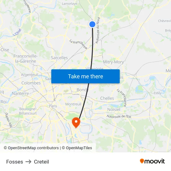 Fosses to Creteil map