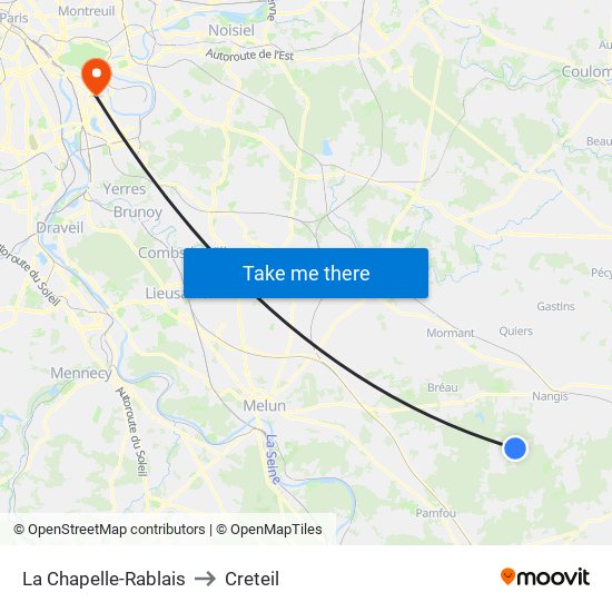 La Chapelle-Rablais to Creteil map