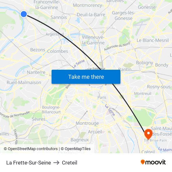 La Frette-Sur-Seine to Creteil map