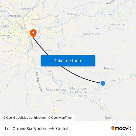 Les Ormes-Sur-Voulzie to Creteil map