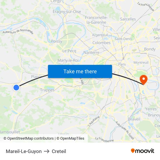 Mareil-Le-Guyon to Creteil map