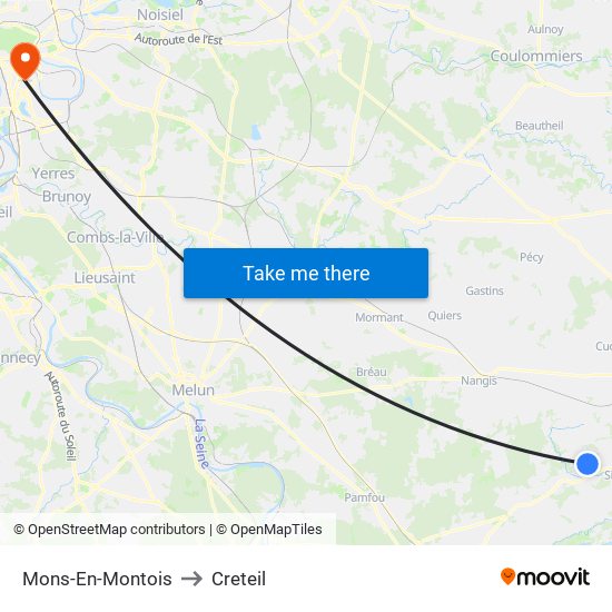 Mons-En-Montois to Creteil map