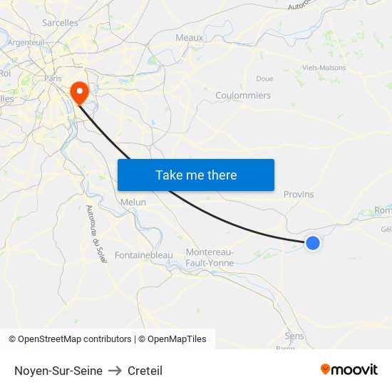 Noyen-Sur-Seine to Creteil map