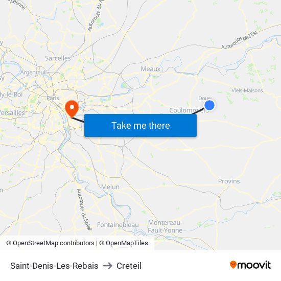 Saint-Denis-Les-Rebais to Creteil map