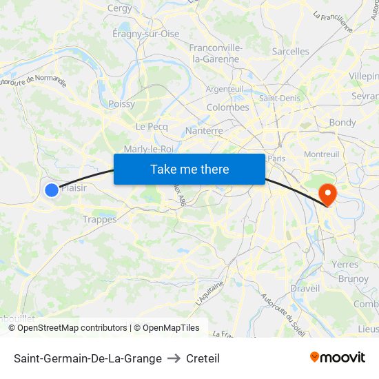 Saint-Germain-De-La-Grange to Creteil map