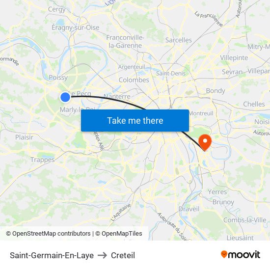 Saint-Germain-En-Laye to Creteil map