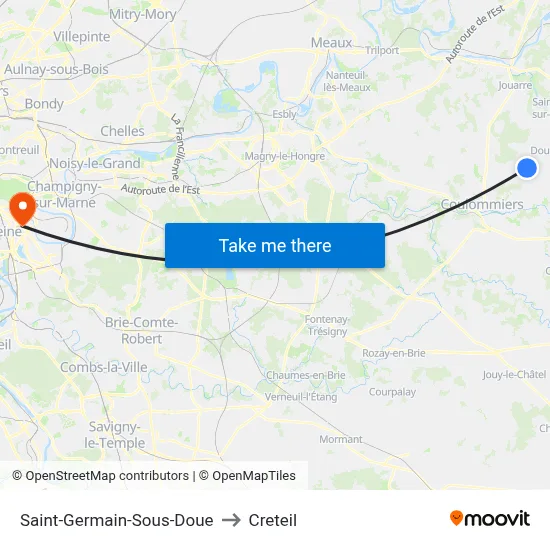 Saint-Germain-Sous-Doue to Creteil map