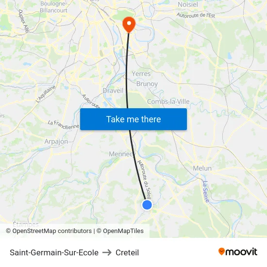 Saint-Germain-Sur-Ecole to Creteil map