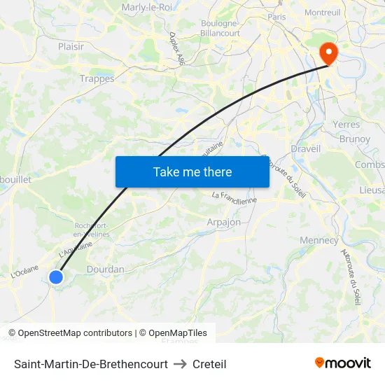 Saint-Martin-De-Brethencourt to Creteil map