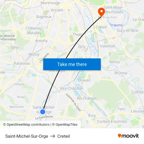 Saint-Michel-Sur-Orge to Creteil map