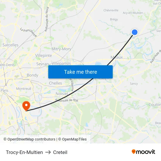 Trocy-En-Multien to Creteil map