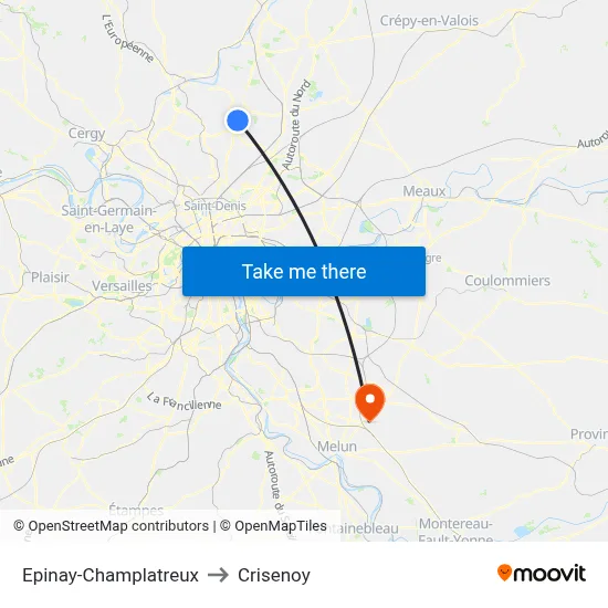 Epinay-Champlatreux to Crisenoy map
