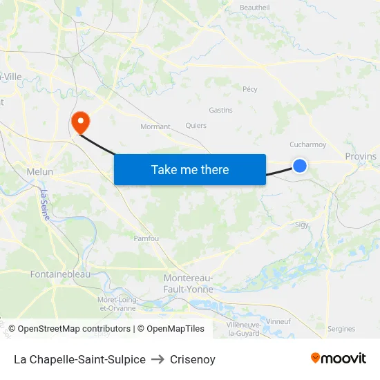 La Chapelle-Saint-Sulpice to Crisenoy map