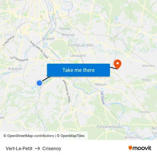Vert-Le-Petit to Crisenoy map