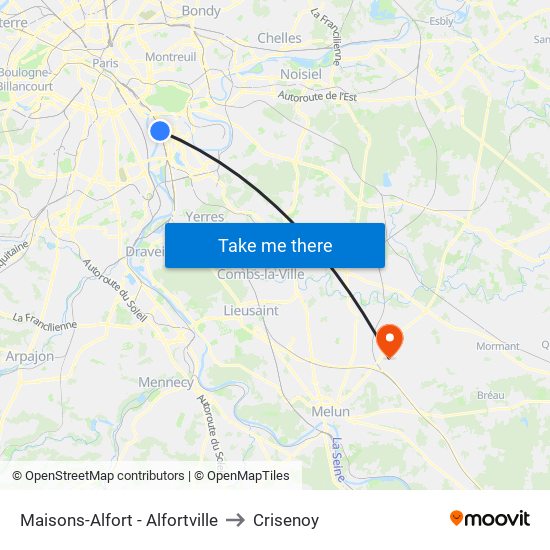 Maisons-Alfort - Alfortville to Crisenoy map