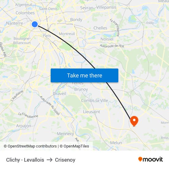 Clichy - Levallois to Crisenoy map