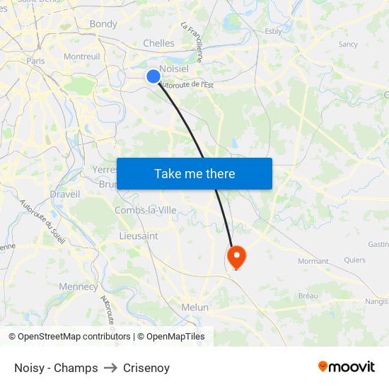 Noisy - Champs to Crisenoy map