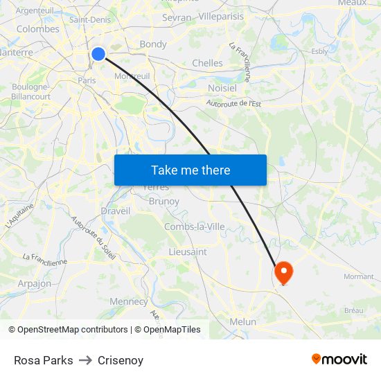 Rosa Parks to Crisenoy map