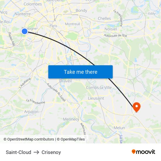 Saint-Cloud to Crisenoy map
