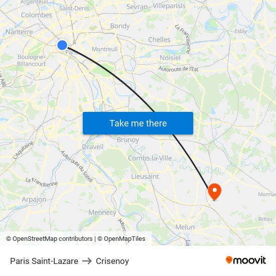 Paris Saint-Lazare to Crisenoy map