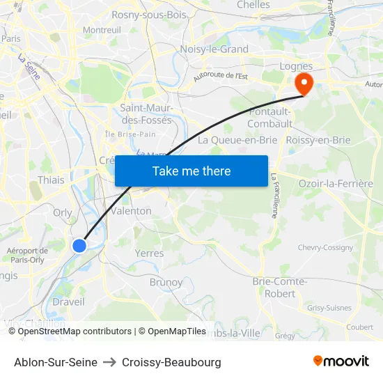 Ablon-Sur-Seine to Croissy-Beaubourg map
