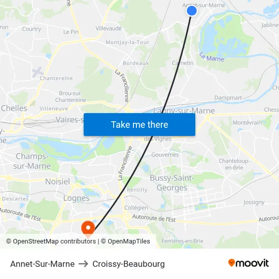 Annet-Sur-Marne to Croissy-Beaubourg map