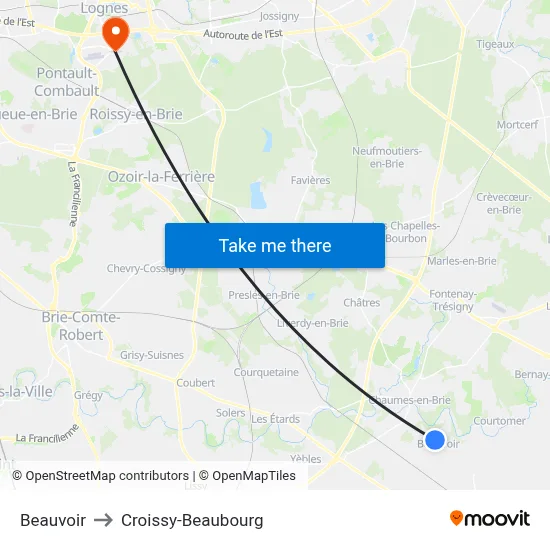 Beauvoir to Croissy-Beaubourg map