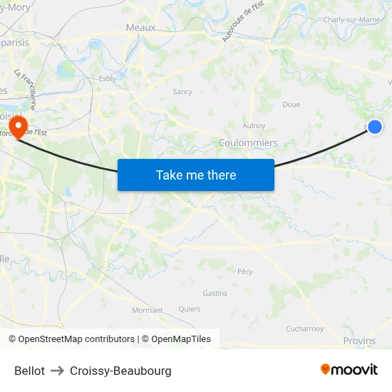 Bellot to Croissy-Beaubourg map