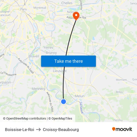 Boissise-Le-Roi to Croissy-Beaubourg map