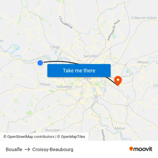 Bouafle to Croissy-Beaubourg map