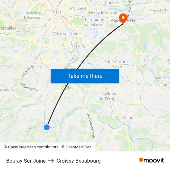 Bouray-Sur-Juine to Croissy-Beaubourg map