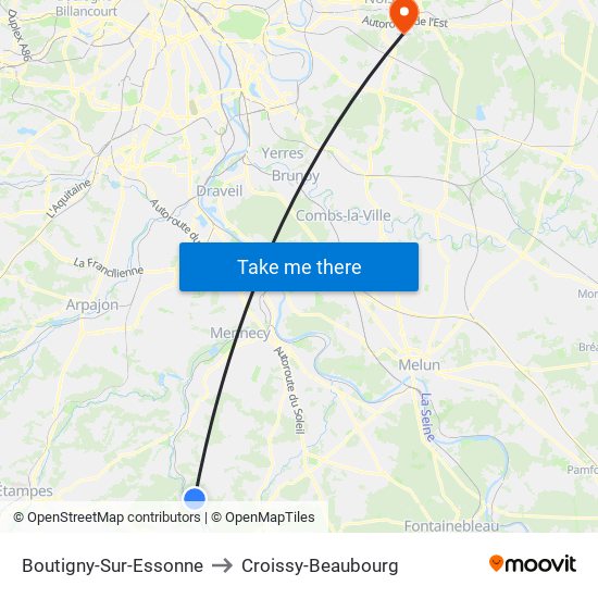 Boutigny-Sur-Essonne to Croissy-Beaubourg map