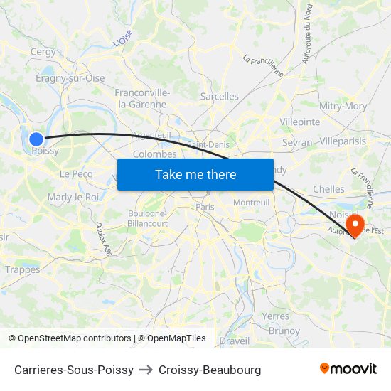 Carrieres-Sous-Poissy to Croissy-Beaubourg map