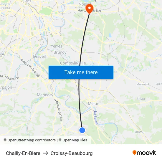 Chailly-En-Biere to Croissy-Beaubourg map