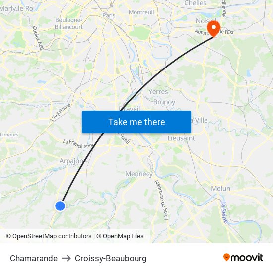 Chamarande to Croissy-Beaubourg map